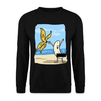 Summer Banana - Unisex Pullover - Schwarz - Vorne - Alina (178cm) & Michal (187cm)
