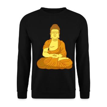 Buddha Sitting meditation - Unisex Pullover - Schwarz - Vorne - Alina (178cm) & Michal (187cm)
