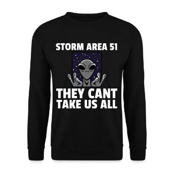 Alien Ufo Extraterrestrial Space All Lustig Area 51 - Unisex Sweatshirt - black - Front - Alina (178cm) & Michal (187cm)