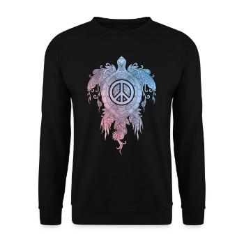 turtle peace Day - Unisex Pullover - Schwarz - Vorne - Alina (178cm) & Michal (187cm)