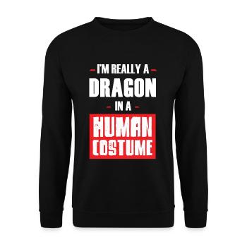 Funny Dragon In A Human Costume Fantasy gift - Unisex Sweatshirt - black - Front - Alina (178cm) & Michal (187cm)