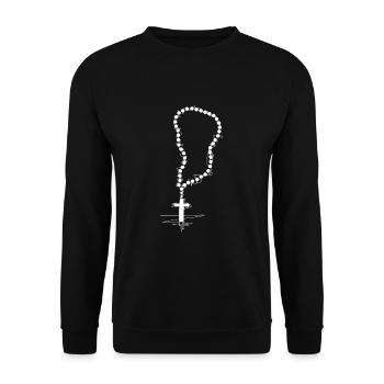 Catholic Rosary Cross Religion Gift - Unisex Sweatshirt - black - Front - Alina (178cm) & Michal (187cm)
