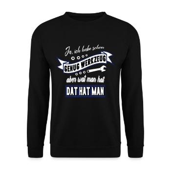 Werkzeug Spruch Männer - Unisex Pullover - Schwarz - Vorne - Alina (178cm) & Michal (187cm)