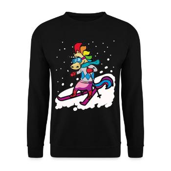 Skier Monocorne Skier Vacances de ski - Sweat-shirt Unisexe - noir - Devant - Alina (178cm) & Michal (187cm)