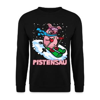 Pistensau Slopes Sau Skiing pig - Unisex Sweatshirt - black - Front - Alina (178cm) & Michal (187cm)