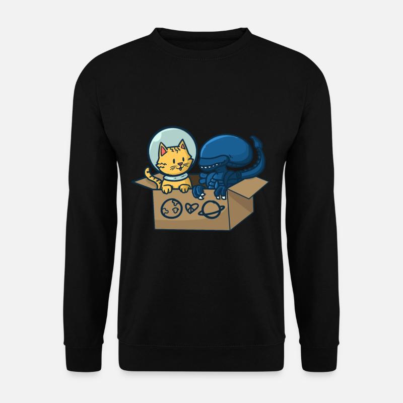 Cat and alien on peace - Unisex Sweatshirt - black