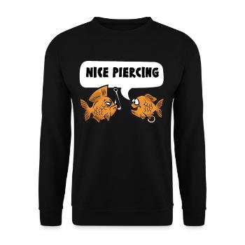 NICE PIERCING poisson pêcheur pêcheur - Sweat-shirt Unisexe - noir - Devant - Alina (178cm) & Michal (187cm)