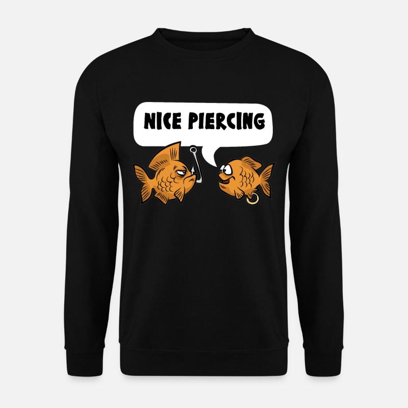 NICE PIERCING Fisch Angelhaken Angler - Unisex Pullover - Schwarz