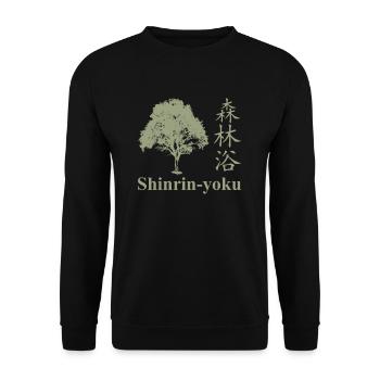 Shinrin yoku Japan Entspannung Methode Waldbaden - Unisex Pullover - Schwarz - Vorne - Alina (178cm) & Michal (187cm)