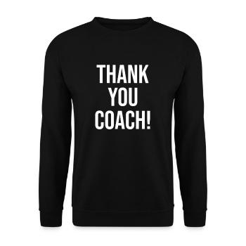 Danke Coach Verabschiedung Trainer Abschied Spruch - Unisex Pullover - Schwarz - Vorne - Alina (178cm) & Michal (187cm)