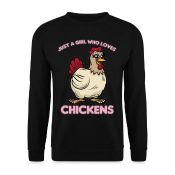 JUST A GIRL WHO LOVES CHICKENS - Unisex Sweatshirt - black - Front - Alina (178cm) & Michal (187cm)
