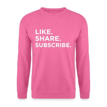 Lustig wie. Aktie. Abonnieren. Meme Fans Geschenk - Unisex Pullover - Pink - Vorne