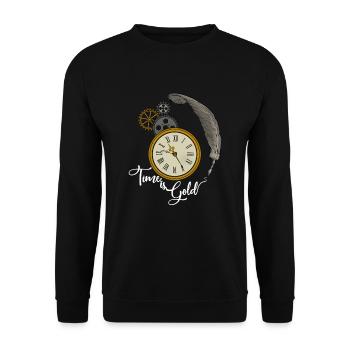Zeit ist Gold tolle Geschenkidee für Hand Uhren - Unisex Pullover - Schwarz - Vorne - Alina (178cm) & Michal (187cm)