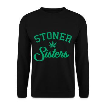 STONER SISTERS Weed 420 Girlfriend Gift For 2 - Unisex Sweatshirt - black - Front - Alina (178cm) & Michal (187cm)