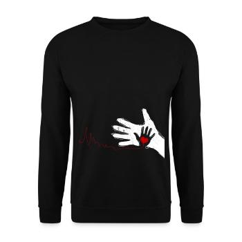 Father and Child Hands Heartbeat Gift - Unisex Sweatshirt - black - Front - Alina (178cm) & Michal (187cm)