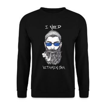 j'ai besoin de vitamine marin marin avec pipe - Sweat-shirt Unisexe - noir - Devant - Alina (178cm) & Michal (187cm)