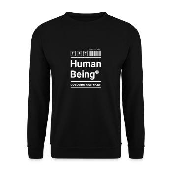 Human Being - Anti Rassismus Etikett - Unisex Pullover - Schwarz - Vorne - Alina (178cm) & Michal (187cm)