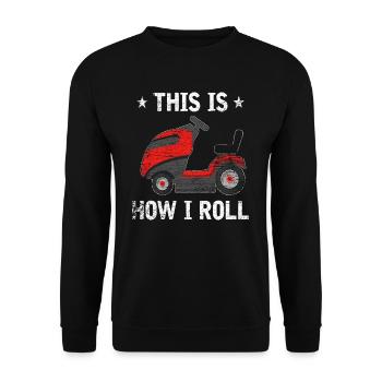 Rasenmähen Rollen - Unisex Pullover - Schwarz - Vorne - Alina (178cm) & Michal (187cm)