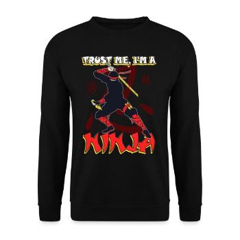 Ninja saying Katana Ninjutsu - Unisex Sweatshirt - black - Front - Alina (178cm) & Michal (187cm)