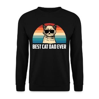 Bester Katzen Papa Ever Best Cat Dad Ever Lustig - Unisex Pullover - Schwarz - Vorne - Alina (178cm) & Michal (187cm)