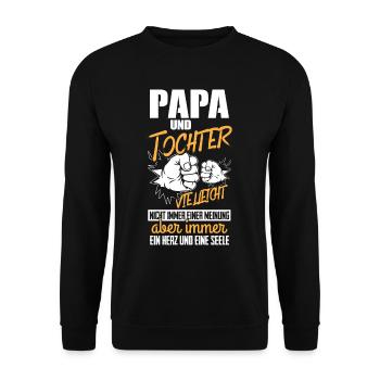 Papa Und Tochter Geschenk - Unisex Pullover - Schwarz - Vorne - Alina (178cm) & Michal (187cm)