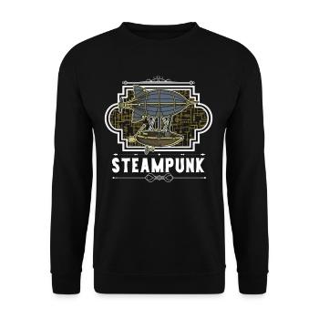 Steampunk Zepellin - Unisex Sweatshirt - black - Front - Alina (178cm) & Michal (187cm)