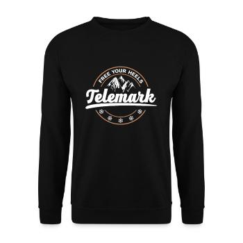 Telemark Ski Heel Free Retro - Unisex Sweatshirt - black - Front - Alina (178cm) & Michal (187cm)