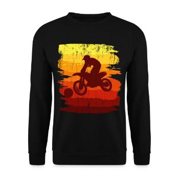 MOTOBALL RETRO Motocross Geschenk Dirt Bike Fahrer - Unisex Pullover - Schwarz - Vorne - Alina (178cm) & Michal (187cm)