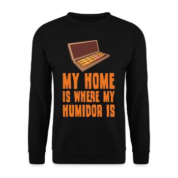 HUMIDOR HOME Aficionado Cadeau Fumeur de cigares - Sweat-shirt Unisexe - noir - Devant - Alina (178cm) & Michal (187cm)