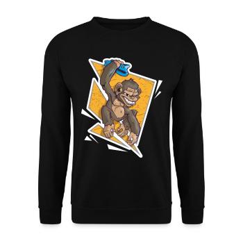 Bouldering Monkey Climbing Climbing - Unisex Sweatshirt - black - Front - Alina (178cm) & Michal (187cm)