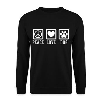 PEACE LOVE DOG Dog Paw Dog Gifts Mum - Unisex Sweatshirt - black - Front - Alina (178cm) & Michal (187cm)