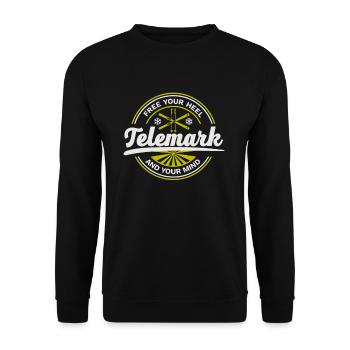 Telemark Ski Heel Free Retro - Unisex Sweatshirt - black - Front - Alina (178cm) & Michal (187cm)