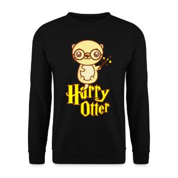 HARRY OTTER Seeotter Geschenk Für Tierpflegerin - Unisex Pullover - Schwarz - Vorne - Alina (178cm) & Michal (187cm)