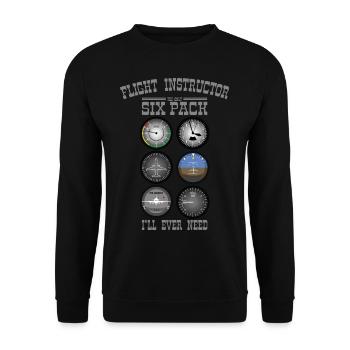 FLIGHT INSTRUCTOR SIXPACK Geschenk Für Fluglehrer - Unisex Pullover - Schwarz - Vorne - Alina (178cm) & Michal (187cm)