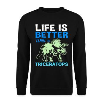Triceratops - Unisex Sweatshirt - black - Front - Alina (178cm) & Michal (187cm)