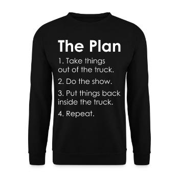 STAGEHAND CREW PLAN lighting technician gift - Unisex Sweatshirt - black - Front - Alina (178cm) & Michal (187cm)