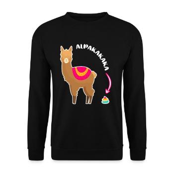 Alpakakaka Alpaka Lama Kaka - Unisex Pullover - Schwarz - Vorne - Alina (178cm) & Michal (187cm)