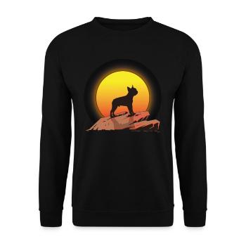 Boston Terrier retro Geschenk Shirt - Unisex Pullover - Schwarz - Vorne - Alina (178cm) & Michal (187cm)