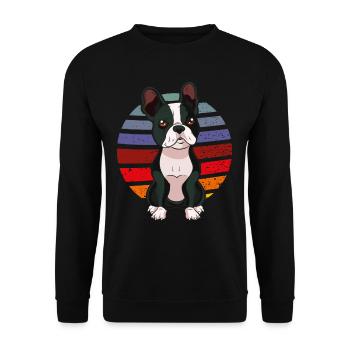 Boston Terrier retro Geschenk Shirt - Unisex Pullover - Schwarz - Vorne - Alina (178cm) & Michal (187cm)