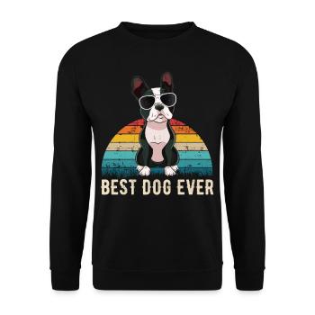 Boston Terrier retro Geschenk Shirt - Unisex Pullover - Schwarz - Vorne - Alina (178cm) & Michal (187cm)