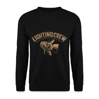 LIGHTING CREW Retro Licht Lichttechniker Geschenk - Unisex Pullover - Schwarz - Vorne - Alina (178cm) & Michal (187cm)