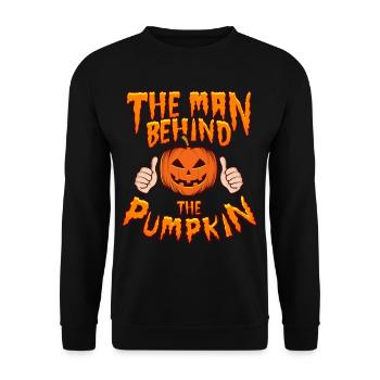HOMME DERRIÈRE LA CITROUILLE costume cadeau d’Halloween - Sweat-shirt Unisexe - noir - Devant - Alina (178cm) & Michal (187cm)