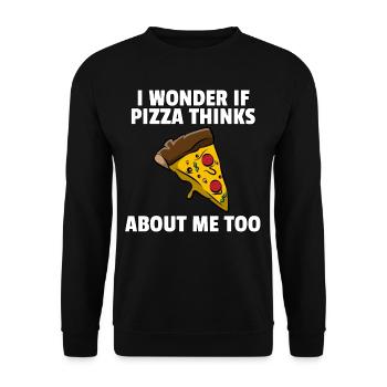 Pizza Pizzer Pizzeria Italien Salami Käse Geschenk - Unisex Pullover - Schwarz - Vorne - Alina (178cm) & Michal (187cm)