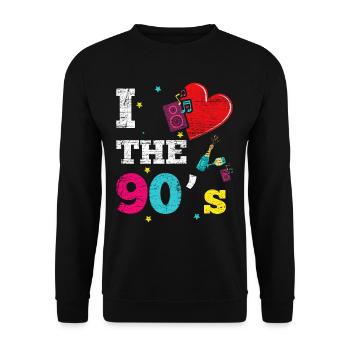 Ich liebe die 90er - Unisex Pullover - Schwarz - Vorne - Alina (178cm) & Michal (187cm)
