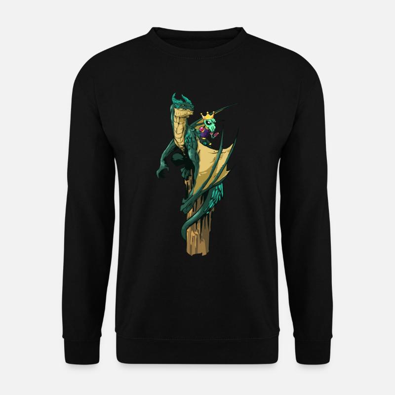 Großer Drache mit König Alien - Unisex Pullover - Schwarz