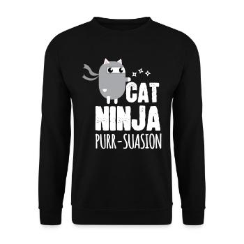 Funny Cat Ninja Purr Suasion Ninja Lovers gift - Unisex Sweatshirt - black - Front - Alina (178cm) & Michal (187cm)