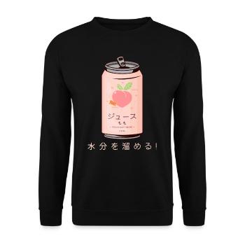 Japan Peach Soft Drink Aesthetic Kawaii Gift - Unisex Sweatshirt - black - Front - Alina (178cm) & Michal (187cm)