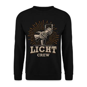 LIGHT CREW Retro light lighting technician gift - Unisex Sweatshirt - black - Front - Alina (178cm) & Michal (187cm)