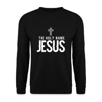 The Holy Name Jesus Religious Art Gift - Unisex Sweatshirt - black - Front - Alina (178cm) & Michal (187cm)