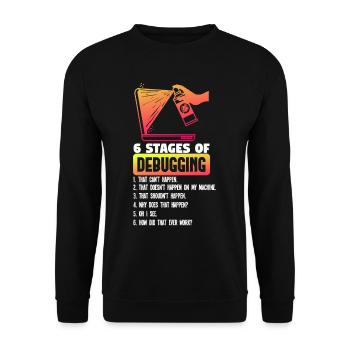 6 étapes de débogage - Sweat-shirt Unisexe - noir - Devant - Alina (178cm) & Michal (187cm)